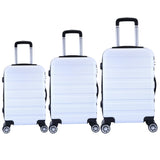 Milano XPander 3pc ABS Luggage Suitcase Luxury Hard Case Shockproof Travel Set - White