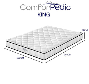 Comforpedic Mattress 5 Zone Medium Support Foam Bonnell Spring 21CM - King - White  Black