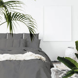 Balmain 1000 Thread Count Hotel Grade Bamboo Cotton Quilt Cover Pillowcases Set - Queen - Pewter