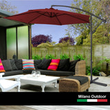 Milano 3M Outdoor Umbrella Cantilever With Protective Cover Patio Garden Shade - Crimson