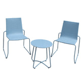 Milano 3pc Outdoor Furniture Steel/Rattan Coffee Table & Chairs Patio Garden Set - Blue