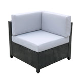 Milano 5 Piece Wicker Rattan Sofa Set Black Grey Outdoor Lounge Patio Furniture