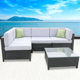 Milano 5 Piece Wicker Rattan Sofa Set Black Grey Outdoor Lounge Patio Furniture