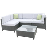 Milano 5 Piece Wicker Rattan Sofa Set Black Grey Outdoor Lounge Patio Furniture