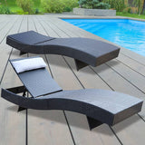 Milano Outdoor Sun Lounge Pool Bed Deck Rattan Chair Curved Design Wicker Sofa