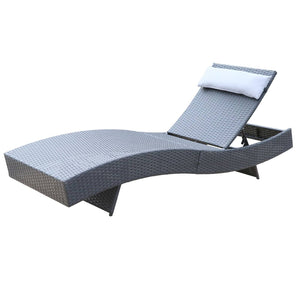 Milano Outdoor Sun Lounge Pool Bed Deck Rattan Chair Curved Design Wicker Sofa