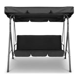 Milano Outdoor Swing Bench Seat Chair Canopy Furniture 3 Seater Garden Hammock - Black