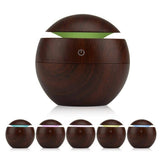 Milano Ultrasonic USB Diffuser with 10 Aroma Oils Humidifier LED Light 130ml - Dark Wood