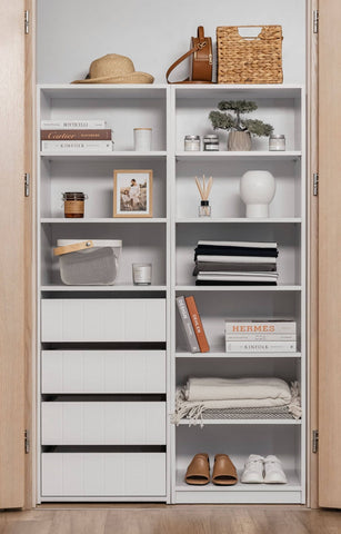 GENEVA THREE SHELF/FOUR DRAWER BUILT IN WARDROBE - VJ PANEL