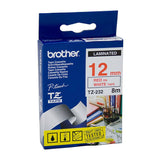 BROTHER TZe232 Labelling Tape 12mm Red on White TZE Tape