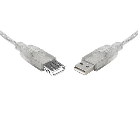 8WARE USB 2.0 Extension Cable 25cm A to A Male to Female Transparent Metal Sheath Cable