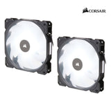 CORSAIR Air Flow 140mm Fan Low Noise Edition / White LED 3 PIN - Hydraulic Bearing, 1.43mm H2O. Superior cooling performance. TWIN Pack!