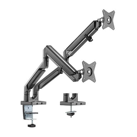 BRATECK Dual Monitors Epic Gas Spring Aluminum Monitor Arm Fit Most 17'-32' Monitors, Up to 9kg per screen VESA 75x75/100x100 Space Grey