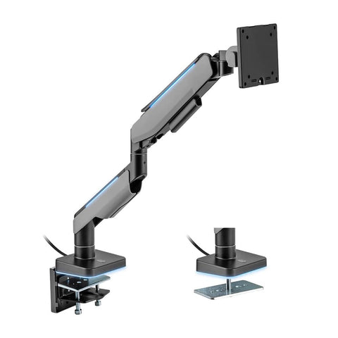 BRATECK Single Heavy-Duty RGB Gaming Monitor Arm Fit Most 17'-49' Monitor VESA 75x75,100x100