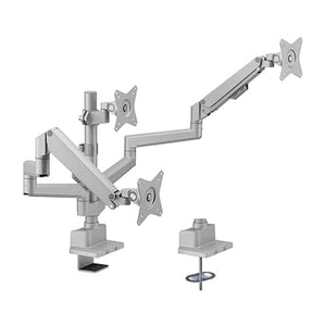 BRATECK Triple Monitor Pole-Mounted Thin Gas Spring Monitor Arm Fit Most 17'-30' Monitors, Up to 7kg per screen VESA 75x75/100x100 Matte Grey