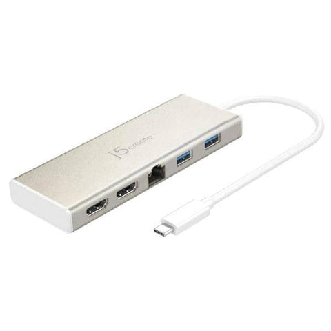 J5create JCD381 USB-C Dual HDMI 2k/4k Mini Dock USB-C to 2 x HDMI, Gigabit Ethernet RJ-45, 2 x USB 3.0, USB-C PD2.0