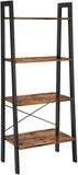 Rustic brown and black steel Metal Frame 4 Tier bookshelf