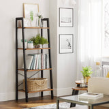 Rustic brown and black steel Metal Frame 4 Tier bookshelf