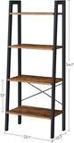 Rustic brown and black steel Metal Frame 4 Tier bookshelf