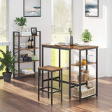 Dining Table with 3 Shelves and Industrial Style Stable Steel Structure,  109 x 60 x 100 cm, Rustic Brown