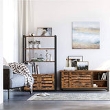 Floor-Standing Storage Cabinet and Cupboard with 2 Louvred Doors and 3 Shelves, Rustic Brown