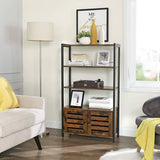 Floor-Standing Storage Cabinet and Cupboard with 2 Louvred Doors and 3 Shelves, Rustic Brown