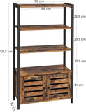 Floor-Standing Storage Cabinet and Cupboard with 2 Louvred Doors and 3 Shelves, Rustic Brown