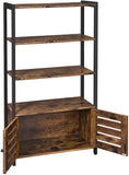 Floor-Standing Storage Cabinet and Cupboard with 2 Louvred Doors and 3 Shelves, Rustic Brown