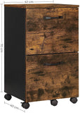 File Cabinet with 2 Drawers Industrial Style for A4 Rustic Brown and Black