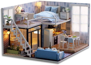 Dollhouse Miniature with Furniture Kit Plus Dust Proof and Music Movement - Valentine's Day Gift Idea