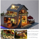 Dollhouse Miniature with Furniture, Wooden Dollhouse Kit Plus Dust Proof - M11 (1:24 Scale Creative Room Idea)