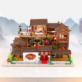 Dollhouse Miniature with Furniture Kit Plus Dust Proof and Music Movement - Tang Dynasty Town (1:24 Scale Creative Room Idea)