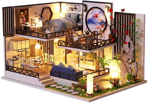 Dollhouse Miniature with Furniture Kit Plus Dust Proof and Music Movement - Bamboo Fragrance (1:24 Scale Creative Room Idea)