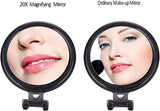 20X Magnifying Hand Mirror Two Sided Use for Makeup Application, Tweezing, and Blackhead/Blemish Removal (10 cm Black)