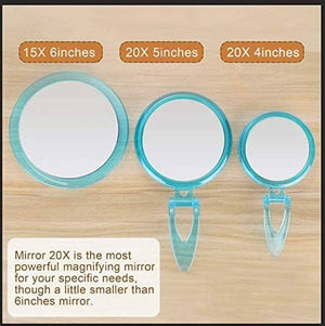 20X Magnifying Hand Mirror Two Sided Use for Makeup Application, Tweezing, and Blackhead/Blemish Removal (12.5 cm Black)