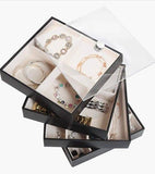 Stackable Jewelry Tray with Mirror Cover (Black)