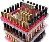 3 Tier 360 Rotating Display Rack Organizer Stand for Clear Nail Polish and Makeup Cosmetics with Acrylic Guard