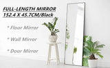 Full-Length Door Mirror Long Standing for Bedroom and Bathroom (152 x 46cm, Black)