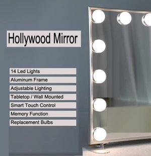 Hollywood Makeup Mirror with Lights (Silver, 60 x 53cm)