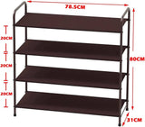 4 Tier Metal Shoe Rack Storage Organiser for Entryway and Bedroom