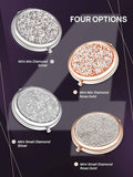 Mini Mix Diamond 1X/2X Magnifying Round Metal Pocket Makeup Mirror (Gose Gold)