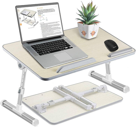 Large Size Folding and Adjustable Laptop Bed Tray Table for, Writing, Drawing and Working - 60 x 30 cm (White)