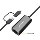 mbeat 2-in-1 USB 3.1 Gigabit LAN Adapter with USB-C Converter