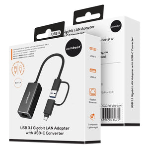 mbeat 2-in-1 USB 3.1 Gigabit LAN Adapter with USB-C Converter