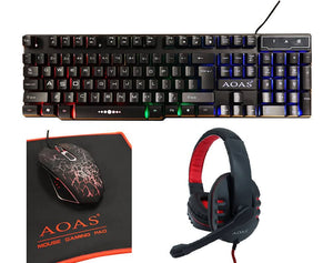 RGB Four Piece Gaming Set Keyboard Mouse Pad Headphones S750