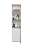 Alto Bathroom Tallboy Narrow High Cabinet With 1 Doors/3 Shelves - Oak/White