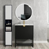 Alto Bathroom Tallboy Narrow High Cabinet With 2 Doors/2 Shleves - Black/White