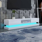 Modern High Gloss LED RGB TV Entertainment Unit with Storage 220cm - Black