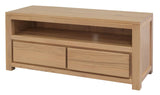 Amsterdam 2 Drawer Solid White Cedar Wood Entertainment Unit (Natural)