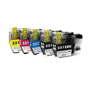 Compatible Premium LC-3313 High Yield Inkjet Cartridge Set of 5 - 2BK,1C,1M,1Y - for use in Brother Printers